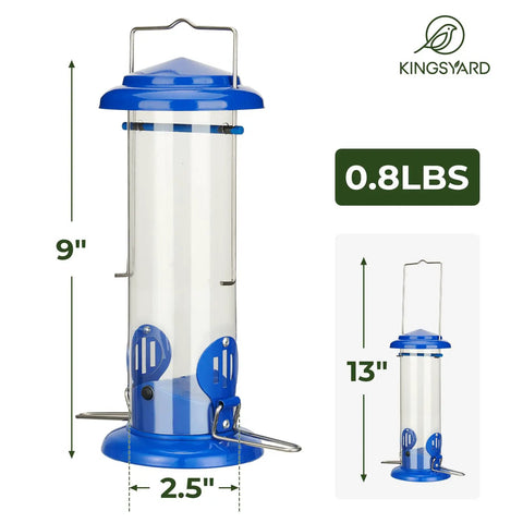 Outdoor Hanging Mealworm Tube Bird Feeder with Wide Perch Squirrel Chew Proof Easy Refill and Clean Metal Construction