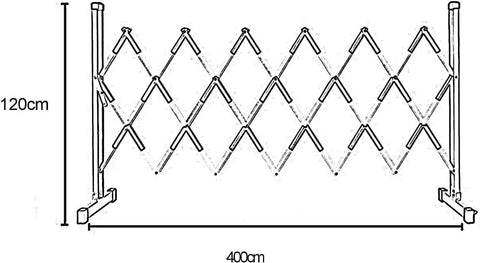 Built Tough And Ready To Roll Expanding Durable FRP Retractable Traffic Barrier, 400cm wide, 120cm high, portable guardrail for crowd control.
