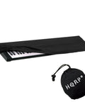 Elastic Dust Cover With Bag For 76-88 Key Electronic Keyboards And Digital Pianos showing cover on keyboard and storage bag