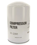 Heavy Duty Spin On Oil Filter Works Like A Charm For Air Compressors And Industrial Machinery, 10 micron media, durable white canister.