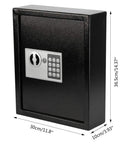 Rock Solid Heavy Duty Digital Key Safe Box With Wall Mount For 40 Keys, Large Secure Lockbox, Programmable Combination, Black