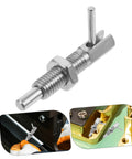 Heavy Duty Stainless Steel Spring Plunger Locking Pin With Retractable Handle shown in detailed view for cabinet and automotive use.