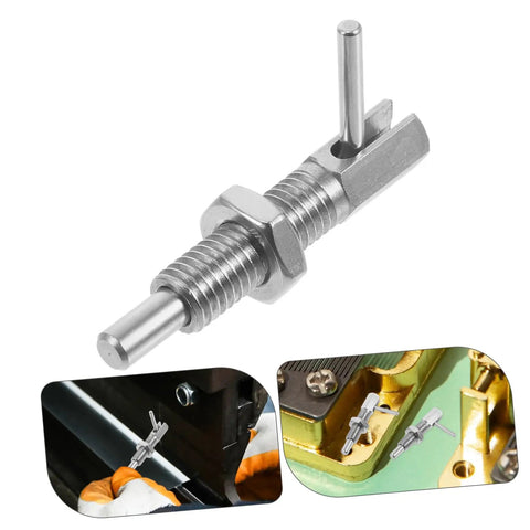 Heavy Duty Stainless Steel Spring Plunger Locking Pin With Retractable Handle shown in detailed view for cabinet and automotive use.
