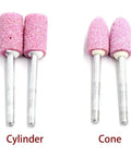 Top Shelf 100 Pack Tough As Nails Abrasive Cone Grinding Stone Points For Electric Rotary Drill Bits, featuring cone and cylinder shapes.