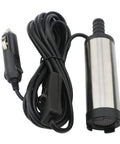 Heavy Duty Dc 12v Electric Submersible Water Transfer Pump For Diesel Gasoline Oil Fluids with stainless steel body and cigarette lighter plug.