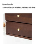 Close-up of brass handles on Retro Wooden Desktop File Cabinet With 4-Tier A4 Storage Box For Office Supplies No Installation Needed