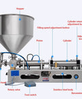 Pro Grade Pneumatic Paste Filling Machine With Hassle Free Setup And Smooth Operation Automatic Single Head Dispenser components including stainless steel hopper.