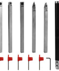 Premium Wood Lathe Turning Set Featuring Rust Proof Carbide Insert Blades And Heavy Duty Aluminum Handles For Smooth Woodworking Projects and Rock Solid Precision with multiple chisels.