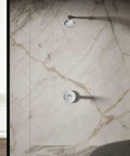 Forté Single Function Showerhead With Katalyst Technology, 66 Nozzles, 5.5 Inch Spray Face, polished chrome in marble shower