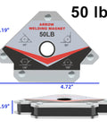 GUTIMORE 50LB welding magnet, 4-pack, gray metal holder with mounting hole, front view.