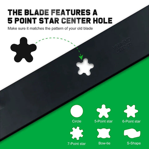 Craftsman 42 Inch Mower Mulching Blades Replacement For LT1000 LT2000 T110 42 Deck Zero Turn Riding Mower With Five Point Star Mounting Pattern 532138971 138498 shown with 5-point star center hole