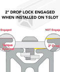 10 Series 1x1 Inch T Slotted Aluminum Extrusion Rail For Linear Guides And CNC Projects, 6063-T6 Aluminum, Clear Anodized Finish, 18 Inch Length, Smooth Profile, Built Tough For DIY Makers. 2° drop lock diagram on T-slot