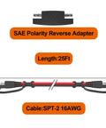Beefed Up 50 Foot SAE Extension Cable 16 AWG SPT-2 With Red Positive Black Negative SAE To SAE Quick Disconnect Wire