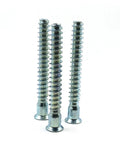 Heavy Duty 58Mm M7 Confirmat Screws Featuring A Countersunk Head And Cross Drive Tip For Hella Fast Knock Down Cabinet Assembly And Dang Solid Diy Builds 100 Pack, three screws shown.