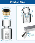 Dimensions of Dual Function Faucet Aerator With 360 Degree Swivel Sprayer and 55/64 Inch Female Thread shown with diagrams