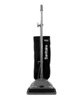 Lightweight Commercial Upright Vacuum With Streamlined Bagged System And Massive Eleven Quart Dirt Bin, front view.