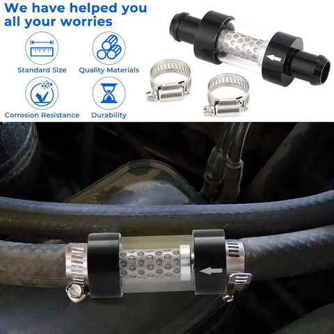 Three Quarter Inch Universal Inline Heater Core Coolant Filter And Inspection System With Stainless Steel Mesh Matching Fixture.