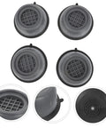 Non Slip Washing Machine Foot Mats and Refrigerator Stabilizers, grey anti skid pads with grid texture, top and side views