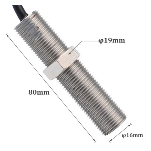 Beefed Up Rotational Speed Sensor For Generators And Diesel Engines, RPM Magnetic Pickup MPU M16x1.5 Replacement Part With Anti Vibration And Interference Resistance, Ideal For Portable Generators And Industrial Machinery, 80mm M16 sensor with φ19mm hex