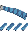 Hella Solid Non Slip Heat Shrink Sleeve For Cutting Knife Handles 4 Pack Chef Cutter Grip Wrap Featuring Snazzy Blue Textured Cover.