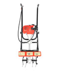 Front view of 52CC Gas Powered Tiller Cultivator For Lawn And Garden, Air Cooled Single Cylinder Engine, Workhorse Farm Yard Tilling Tool