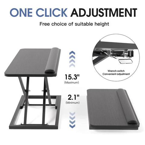Standing Keyboard Tray With Adjustable Height For Sit Stand Desks, Ergonomic Keyboard And Mouse Riser With Wrist Rest, 26.7 x 11.7 Inches Black