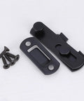 2pcs Stainless Steel Right Angle Hasp Latch for Gates Windows Black with screws for installation on a white background.
