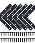 Heavy Duty Stainless Steel Beefy L Shaped Mending Plate 6x6 Inch Right Angle Corner Bracket For Wood Matte Black Finish Rustproof 0.08 Inch Thick Pack Of 6 with screws