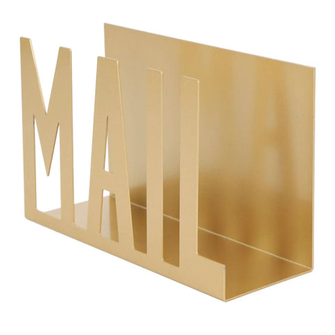 Sturdy Metal Desk Mail Organizer With Stylish Hollow Cutout For Bills, Letters And Papers Gold Finish Office Supplies Durable Iron