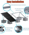 Illustration of Adjustable Solar Panel Mounting Brackets Kit System 30 To 45 Degree Tilt Aluminum Ground Mount installation steps