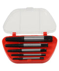 Super Easy Out Strip Screw Remover Kit 5 Piece Extractor For Broken Rusted Bolts And Damaged Fasteners High Carbon Steel Hardened Tools With Storage Case To Fix That Headache Like A Boss, 5-piece in red case