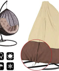 Durable Patio Egg Chair Cover With Zipper Fits Most Hanging Egg Swing Chairs 75 Inch High By 45 Inch Deep Waterproof Windproof Weather Resistant Beige