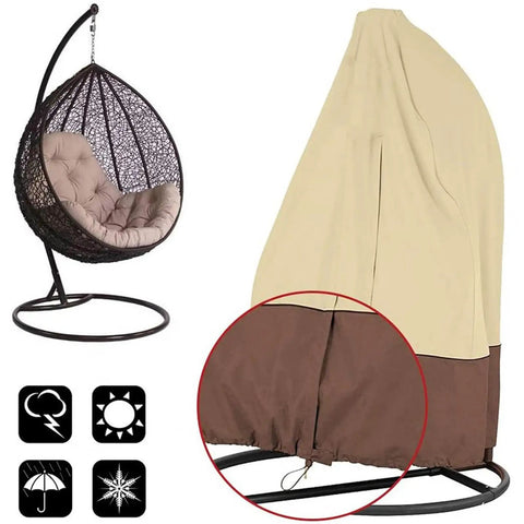 Durable Patio Egg Chair Cover With Zipper Fits Most Hanging Egg Swing Chairs 75 Inch High By 45 Inch Deep Waterproof Windproof Weather Resistant Beige