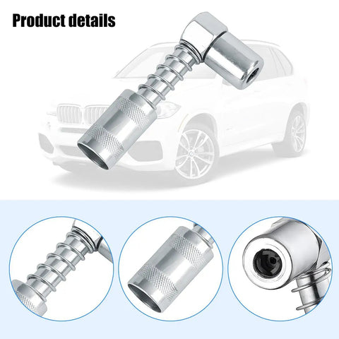 90 Degree Car Grease Coupler Adapter With 3 Jaw Right Angle Fittings For Tight Spots, iron construction, universal grease gun fit