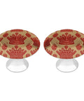 Slick Round Stainless Steel Cabinet Knobs with Screws 2 Pack Red Crown Drawer Pull Handles shown from top view.