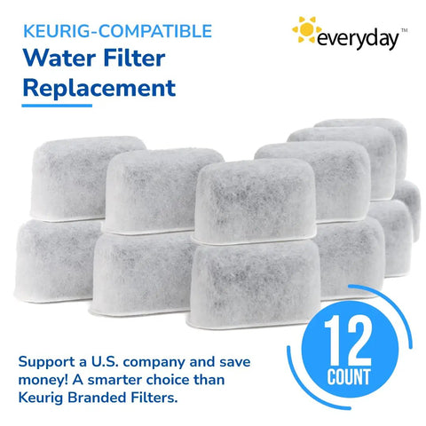 Six Pack Charcoal Water Filters For Keurig Coffee Makers Fits All Keurig Machines White Replacement Filters stacked