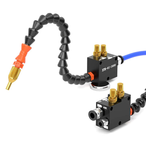 Pro Grade 3L Coolant Lubrication Misting System for CNC Machines with dual sprayer nozzles and solenoid valve close-up view.