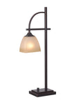 Oil Rubbed Bronze Arch Table Lamp For Home Office Urban Industrial Desk Light With Glass Shade 28 Inch Tall 11 Inch Reach