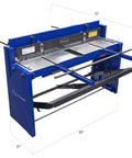 Heavy Duty Kickass Cast Iron Manual Stomp Shear Machine For Cutting Thick Sheet Metal And Aluminum Up To 14 Gauge With Razor Sharp Tool Steel Blades For Top Tier Auto Body Works And Fabrication Shops, showing 60 inch width.