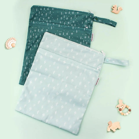 Two Pack Wet Dry Bags On The Go For Travel Pool Beach Gym And Baby Gear, waterproof polyester diaper bags with dual pockets