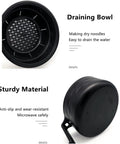Ramen Cooker Bowl With Built In Handles And Chopsticks, 33oz Microwave Noodle Bowl, sturdy black draining bowl detail
