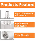 10 Pack 3/8 Inch NPT Female Industrial Air Tool Fittings High Flow Pneumatic Plugs Durable Zinc Plated Hardened Steel 300 PSI Max Working Pressure For Workshop Garage DIY Projects, tight threads close-up