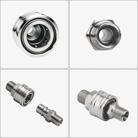 Joytrace M16-M14 hydraulic adapter kit front view; chrome-plated circular coupling with green seal
Joytrace M16-M14 hydraulic adapter kit side view; hex nut chrome-plated connector with inner bore
Joytrace M16-M14 adapter kit components; two chrome-plated fittings (one male, one female) shown
Joytrace M16-M14 hydraulic adapter kit assembled; chrome-plated male-threaded adapter