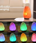 Himalayan Salt Lamp With 8 Color Changing Glow For A Cozy Lit Vibe 100 Percent Natural Crystal Salt Light displayed in multiple colors