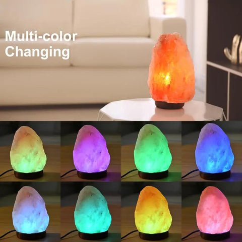 Himalayan Salt Lamp With 8 Color Changing Glow For A Cozy Lit Vibe 100 Percent Natural Crystal Salt Light displayed in multiple colors