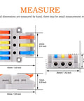 Must Have Push In Electrical Connectors Kit With Lever Wires, 3 in 6 out terminal block dimensions shown