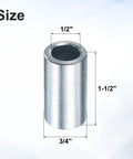Galvanized Steel Spacers Ten Pack Heavy Duty Round Metal Spacers One Half Inch Bore Three Quarter Inch Outer Diameter One And A Half Inch Length Unthreaded Standoff Bushings Plain Finish For M12 Screws And Bolts, size view