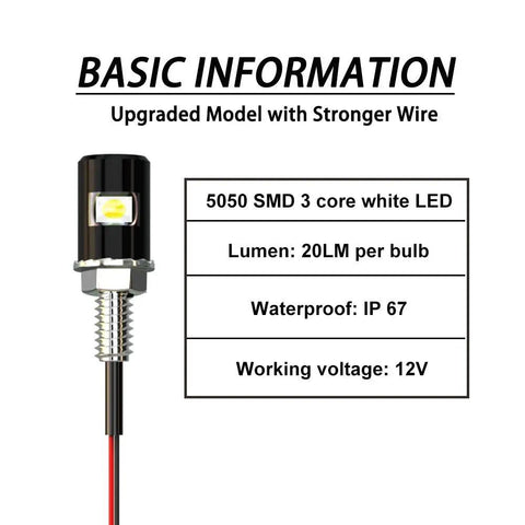 Hella Bright 12V Waterproof License Plate Light Kit with 5050 SMD Bulbs, IP67 rating, 20LM output, black bolt mount design