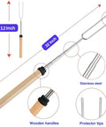 Grab And Go Ready Complete Camping Cooking Utensils Set showing 32 inch stainless steel roasting fork with wooden handle.