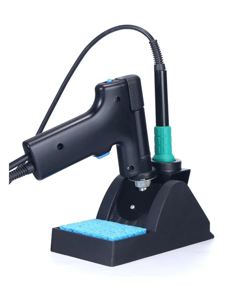 Digital Soldering Station With Hot Air Rework Temperature Adjustable LED Display Pro Grade Integrated Desoldering Vacuum Gun Soldering Iron Sucker For Electronics Repair And DIY